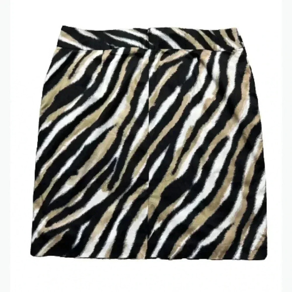 TALBOTS PENCIL SKIRT ANIMAL ZEBRA PRINT TAN $  BROWN TRENDY MIDI  SIZE 14 petite - Picture 4 of 11